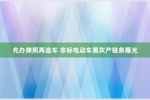 先办牌照再造车 非标电动车黑灰产链条曝光