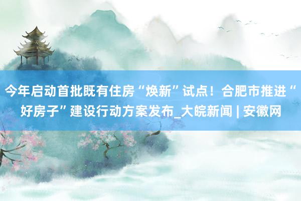 今年启动首批既有住房“焕新”试点！合肥市推进“好房子”建设行动方案发布_大皖新闻 | 安徽网