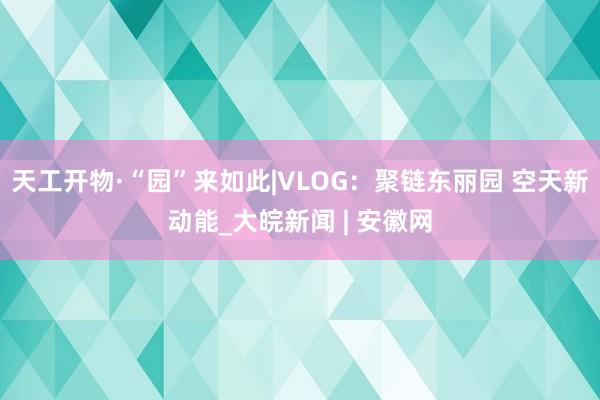 天工开物·“园”来如此|VLOG：聚链东丽园 空天新动能_大皖新闻 | 安徽网