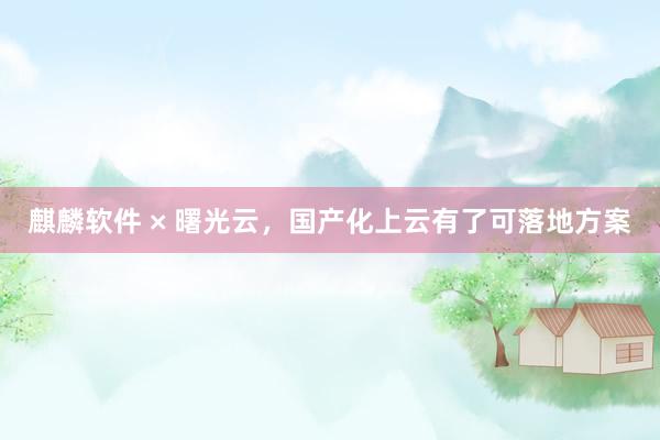 麒麟软件 × 曙光云，国产化上云有了可落地方案