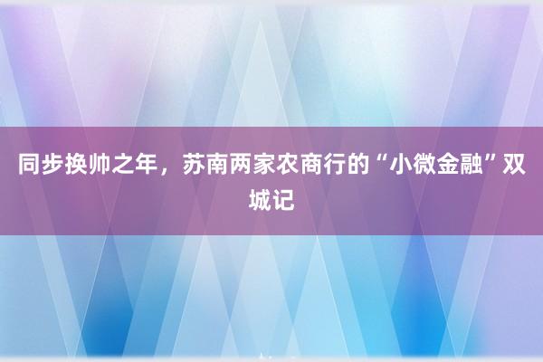同步换帅之年，苏南两家农商行的“小微金融”双城记