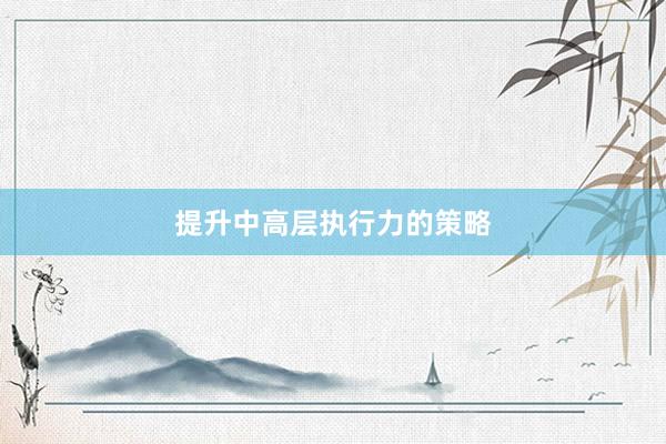 提升中高层执行力的策略