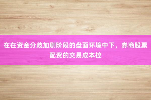在在资金分歧加剧阶段的盘面环境中下，券商股票配资的交易成本控