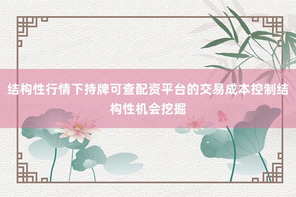 结构性行情下持牌可查配资平台的交易成本控制结构性机会挖掘
