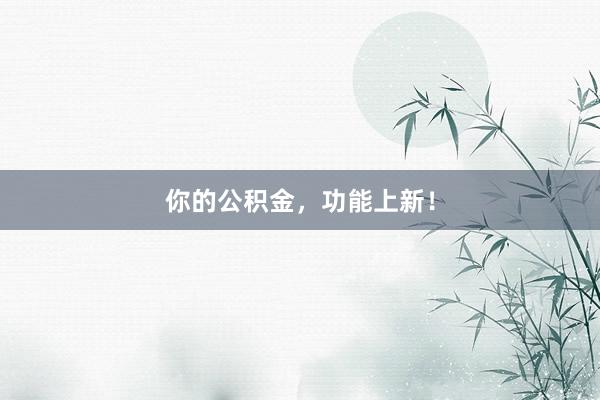 你的公积金，功能上新！