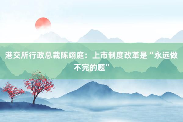 港交所行政总裁陈翊庭：上市制度改革是“永远做不完的题”