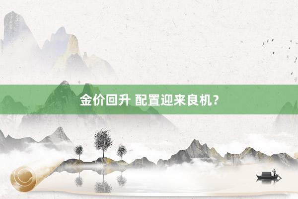 金价回升 配置迎来良机？