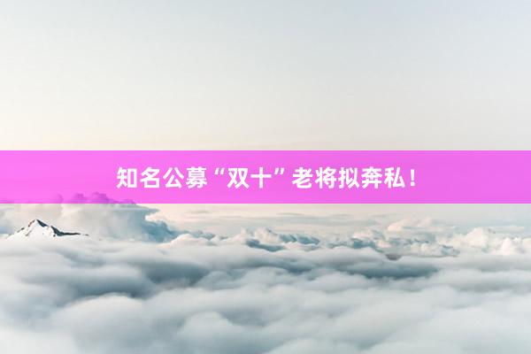 知名公募“双十”老将拟奔私！