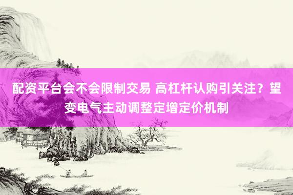 配资平台会不会限制交易 高杠杆认购引关注？望变电气主动调整定增定价机制