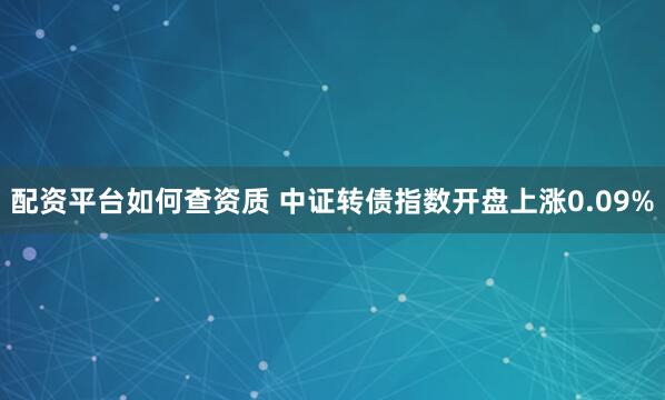 配资平台如何查资质 中证转债指数开盘上涨0.09%