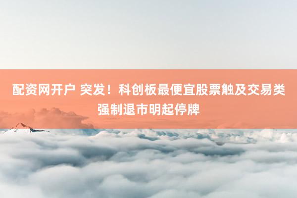 配资网开户 突发！科创板最便宜股票触及交易类强制退市明起停牌