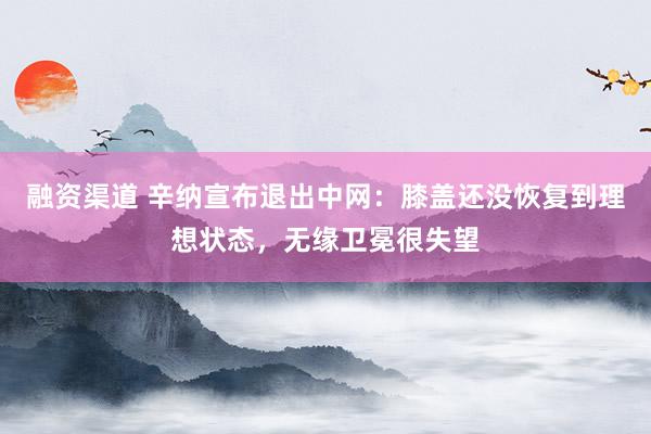 融资渠道 辛纳宣布退出中网：膝盖还没恢复到理想状态，无缘卫冕很失望