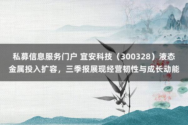 私募信息服务门户 宜安科技（300328）液态金属投入扩容，三季报展现经营韧性与成长动能